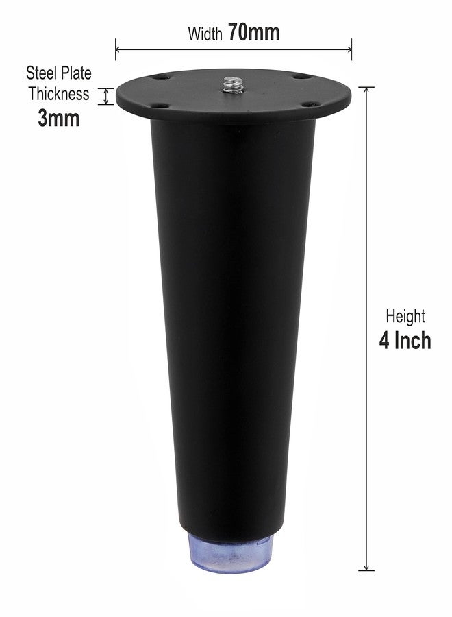 LAPO 4 Pack Heavy Duty Stainless Steel 4 inch Sofa Legs for Furniture Fitting | Sofa Hardware Leg | Cone Shape Sofa Leg (Black Finish) Pack of 4 pcs - Image 4